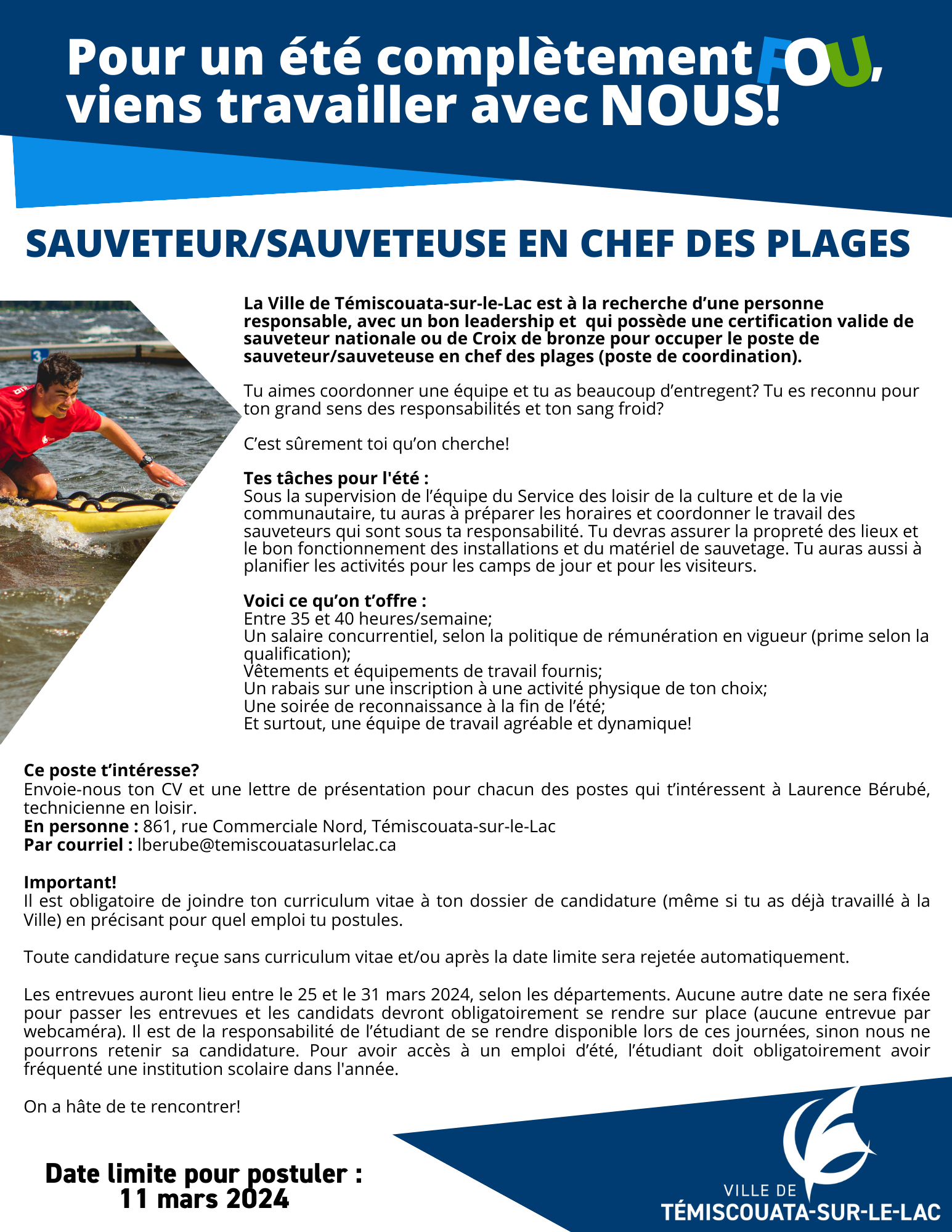 Offres d'emploi Ville de TémiscouatasurleLac