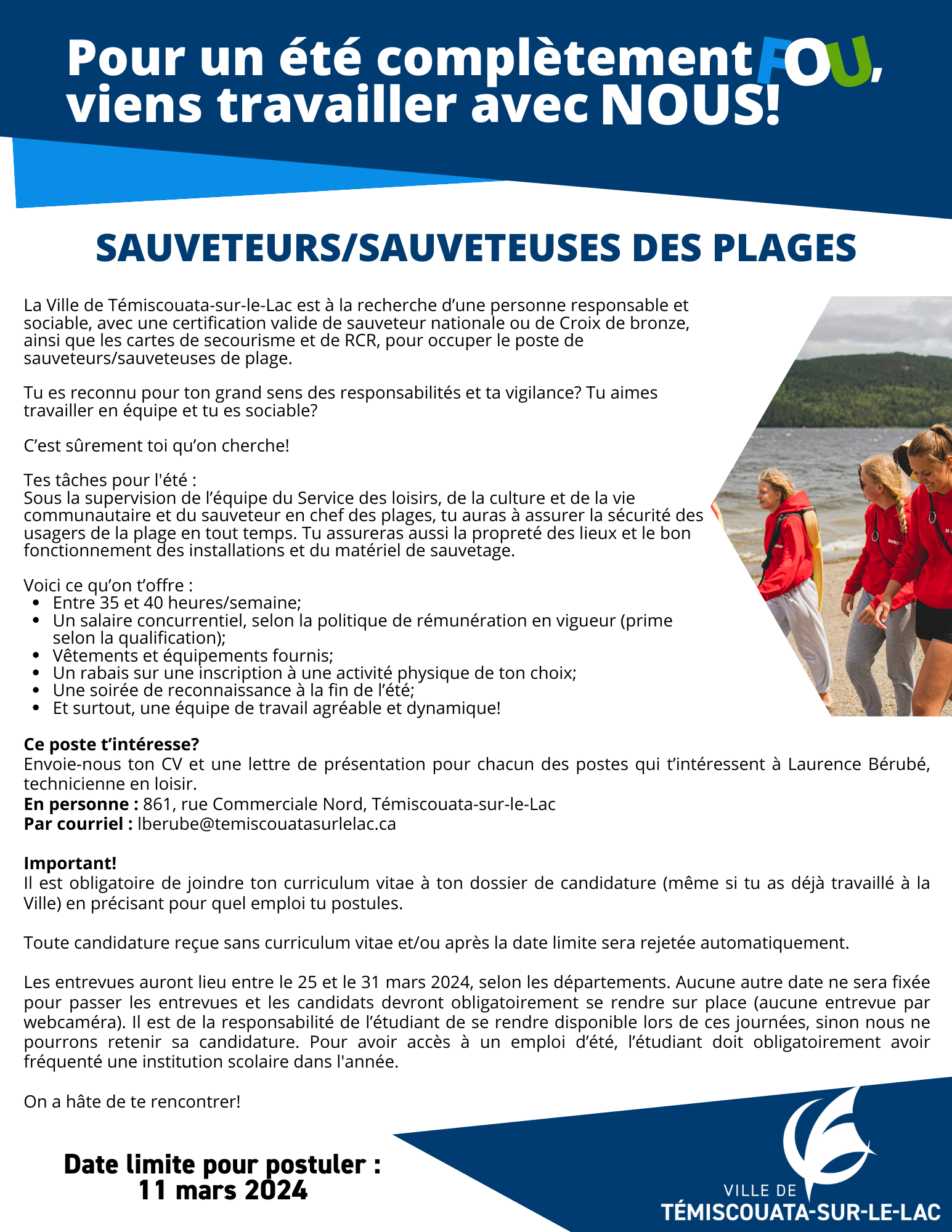 Offres d'emploi Ville de TémiscouatasurleLac