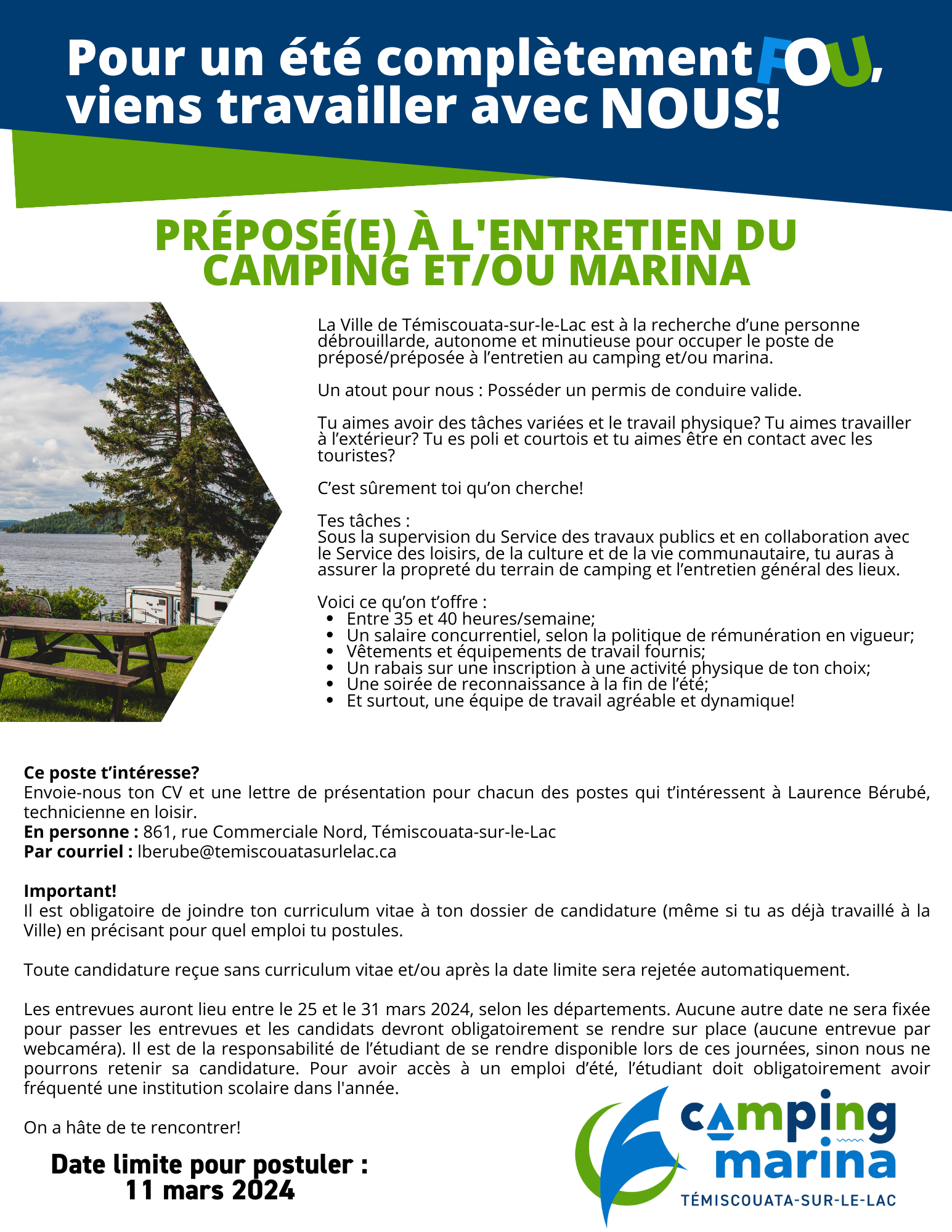 Offres d'emploi Ville de TémiscouatasurleLac